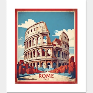 Roman Colosseum Rome Italy Vintage Tourism Travel Poster Posters and Art